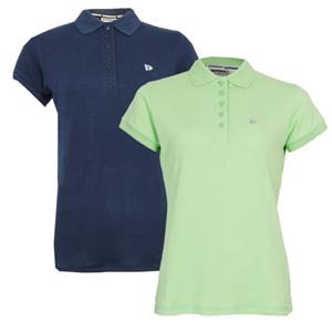 Donnay Donnay Dames - 2-Pack - Polo Shirt Lisa - Donkerblauw & Lemon Green
