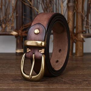 L.RIDING PULO Fashionable Genuine Leather Pin Buckle Retro Korean Style All-match Men's and Women's Trousers Belt Universal