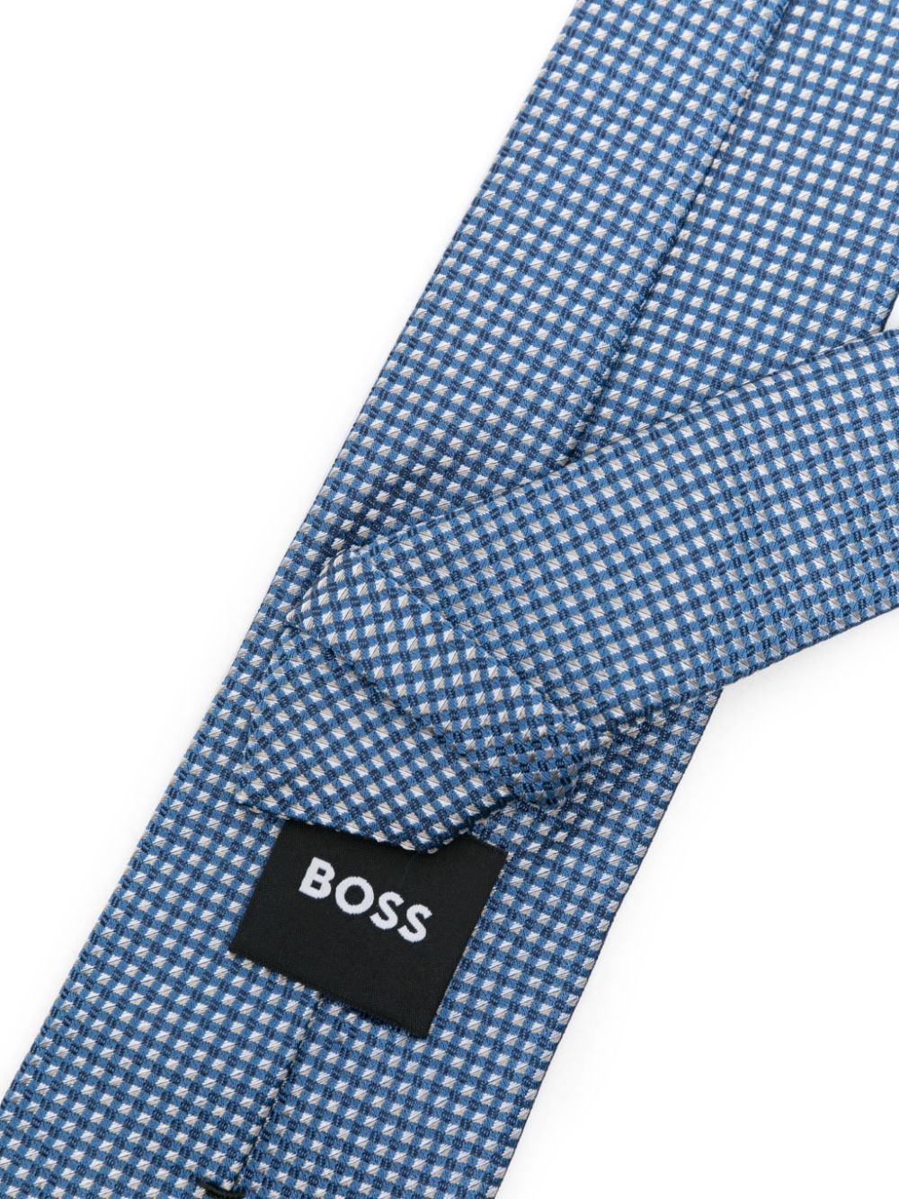 BOSS check-pattern silk tie - Blauw