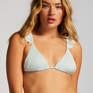 Hunkemöller Fiji Rib Triangle Bikinitop, Kleur: Eggwit Blauw