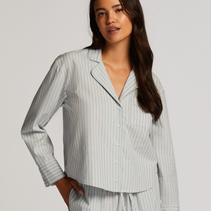 Hunkemöller Cotton Stripe Nachthemd, Kleur: Harbor Gray