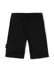 Stone Island Junior Compass-badge gabardine shorts - Zwart