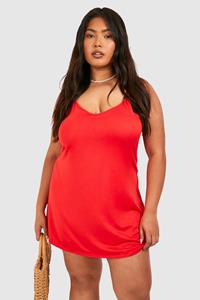 Boohoo Plus Basic Superzachte Strand Jurk Met Laag Uitgesneden Rug, Orange