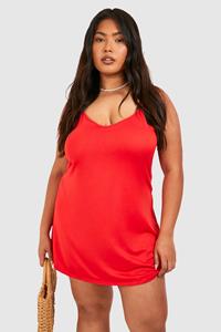 Boohoo Plus Basic Supersoft Low Back Beach Dress, Orange