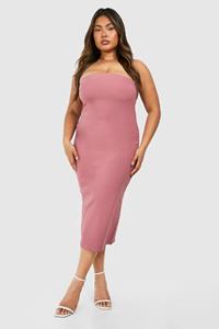 Boohoo Plus Bandeau Bengaline Midi Jurk, Mauve