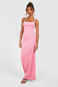 Boohoo Maxi Jurk Met Lage Ronde Hals En Contrasterende Naden, Fuchsia