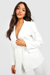 Boohoo Getailleerde Blazer Met Laag Decolleté, Ivory