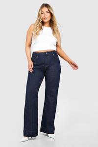 Boohoo Plus Jeans Met Rechte Pijpen, Denim-Blue