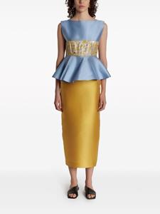 DESTREE Cy midi-jurk met peplum taille - Geel