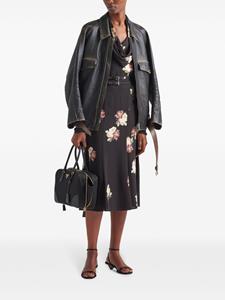 Prada Midi-jurk met bloemenprint - Zwart