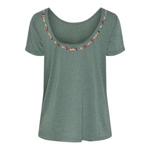 Pieces T-shirt met geborduurde ronde hals