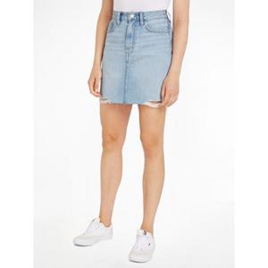 Tommy Jeans Jeansrock "MOM UH SKIRT BH0015", Webrock mit heavy Destroyed Effekten am Saum