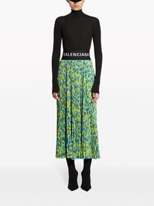 Balenciaga Midi-plooirok met bloemenprint - Blauw