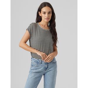 Vero Moda Rundhalsshirt "VMAVA PLAIN SS TOP STRIPE GA JRS NOOS"
