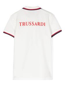 TRUSSARDI JUNIOR logo-lettering piqué polo shirt - Wit