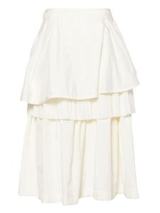 shanshanruan Shanshan Ruan Tulen rok met ruches - Beige