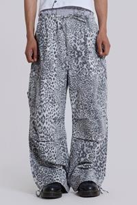 Jaded Man Snow Leopard Parachute Pants