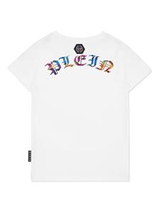 philipppleinjunior Philipp Plein Junior T-shirt verfraaid met kristallen - Wit