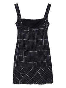 chanelpre-owned CHANEL Pre-Owned 2000 tweed mouwloze mini-jurk - Blauw