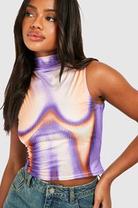 Boohoo Strakke Body Top Met Print, Purple