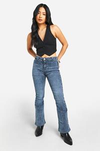 Boohoo Petite Flared High Rise High Rise Skinny Jeans, Acid Wash Light Blue