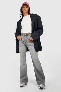 Boohoo Tall Onbewerkte Jeans Met Rechte Pijpen En Gerafelde Zoom, Light Grey