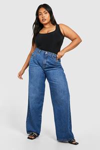 Boohoo Plus Jeans Met Rechte Pijpen, Mid Blue