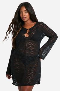 Boohoo Plus Strand Rok Met O-Ring Detail, Black