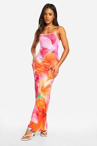 Boohoo Bloemen Maxi Jurk Met Bandjes, Pink
