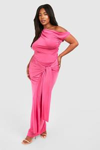Boohoo Plus Maxi Wikkelrok, Magenta Pink