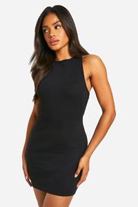 Boohoo Basic Rib Racer Neck Mini, Black