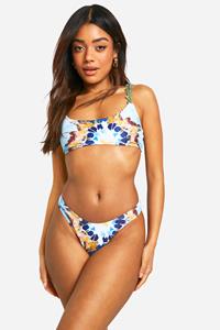 Boohoo Tie Dye Bikini Set Met Ketting Zoom En Bandjes, Blue