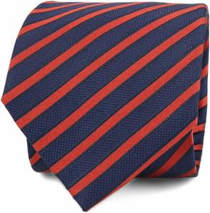 Suitable Stropdas Zijde Navy Rood Streep F82-1 -