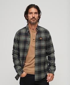 Superdry Mannen Katoenen Houthakkersoverhemd met Lange Mouwen Zwart