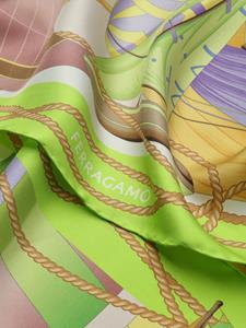 Ferragamo Zijden sjaal met abstracte print - Groen