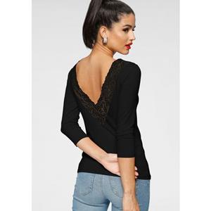 Melrose Shirt met ronde hals 3/4-mouw, getailleerde snit, met kant
