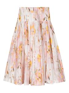 MSGM floral-print pleated midi skirt - Roze