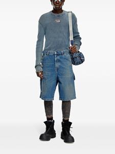 Diesel Geribbelde top met logo-applicatie - Blauw