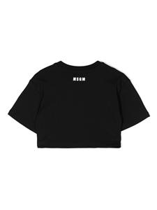 msgmkids MSGM Kids Katoenen T-shirt met logoprint - Zwart