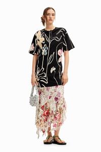 Desigual Korte jurk met arty bloemen. - BLACK