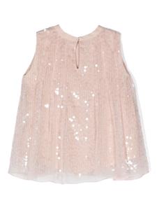 brunellocucinellikids Brunello Cucinelli Kids Mouwloos shirt met pailletten - Roze