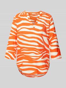 s.Oliver Gedessineerde blouse van linnen en met 3/4 mouw