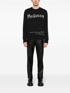 Alexander McQueen logo-jacquard cotton jumper - Zwart