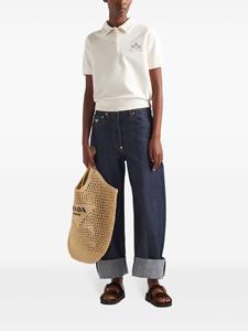 Prada Fleece poloshirt met logoprint - Beige