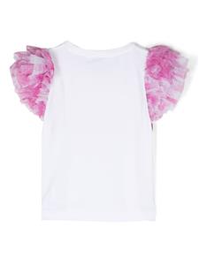 Monnalisa T-shirt met strikdetail - Wit