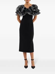 rebeccavallance Rebecca Vallance Midi-jurk met ruches - Zwart