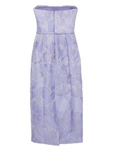 Amsale Midi-jurk met bloemen jacquard - Blauw