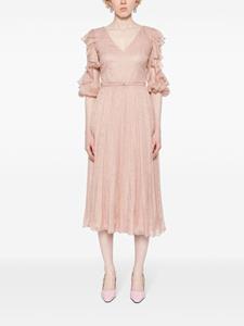 NISSA ruffle-detail silk dress - Roze