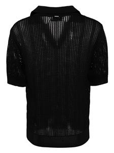 System Skashi opengebreid poloshirt - Zwart