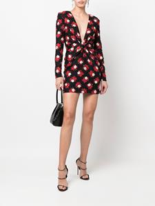 saintlaurent Saint Laurent Mini-jurk met watervalhals - Zwart
